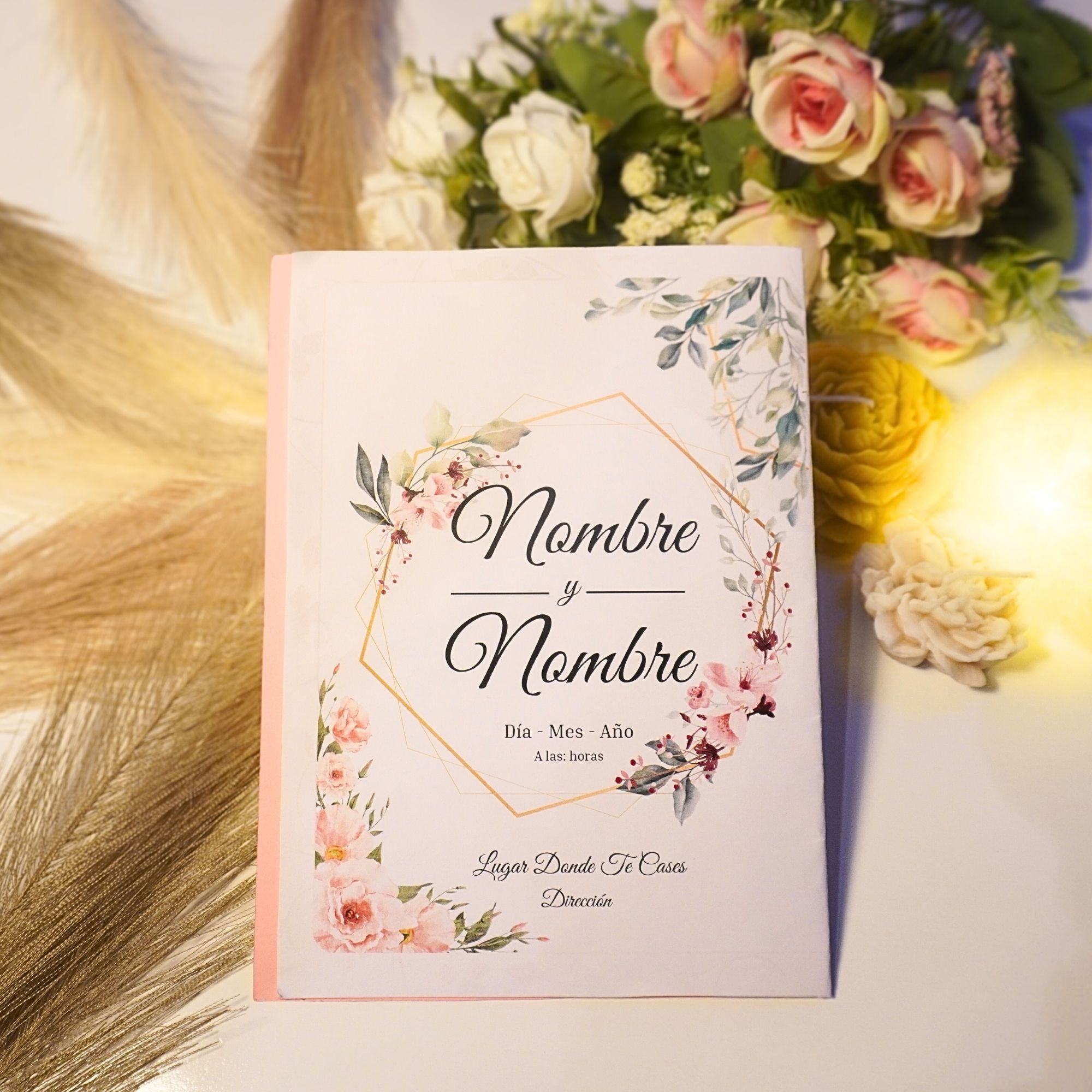 Parte delantera del programa musical clásico para boda con fondo oscuro elegante y agradable