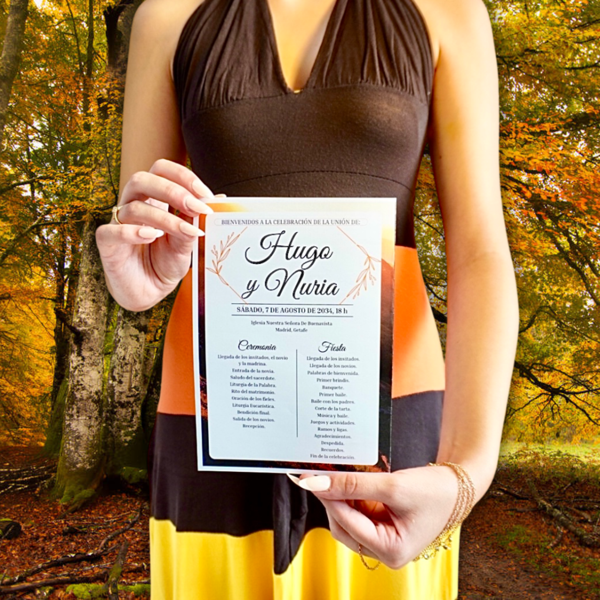 Chica sujetándolo — programa completo de boda