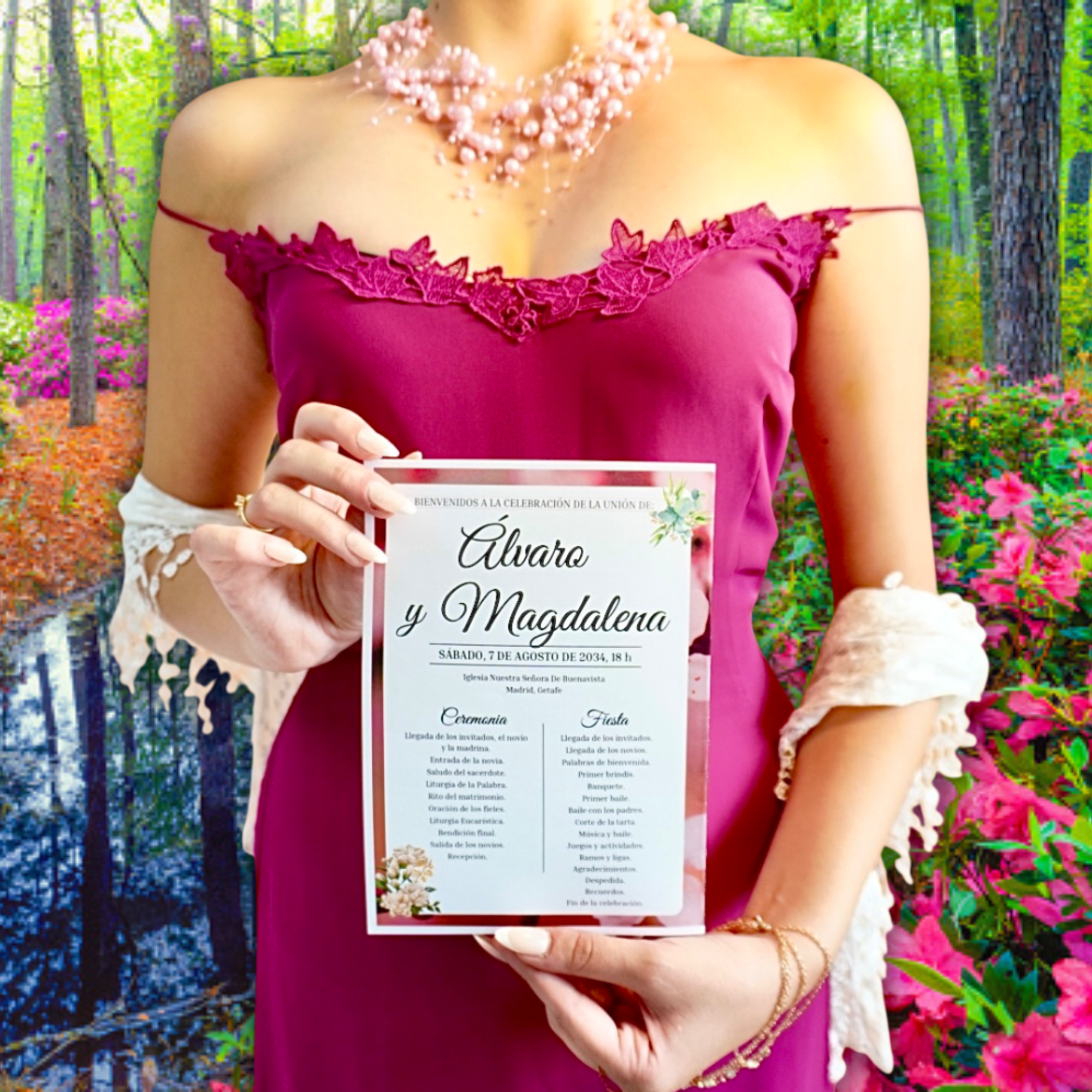 Chica sujetándolo — programa completo de boda