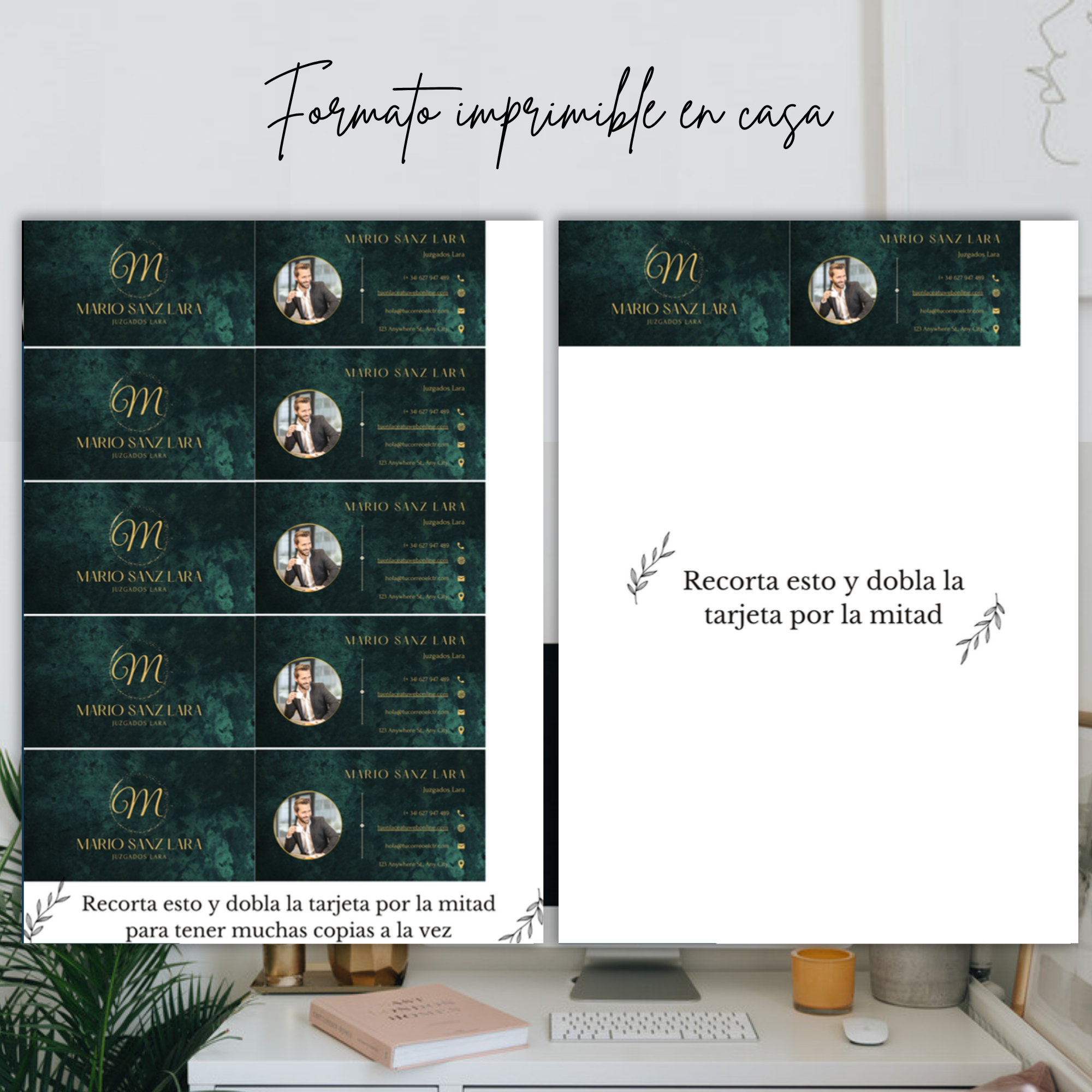 Formato imprimible en casa de tarjeta de visita minimalista editable.