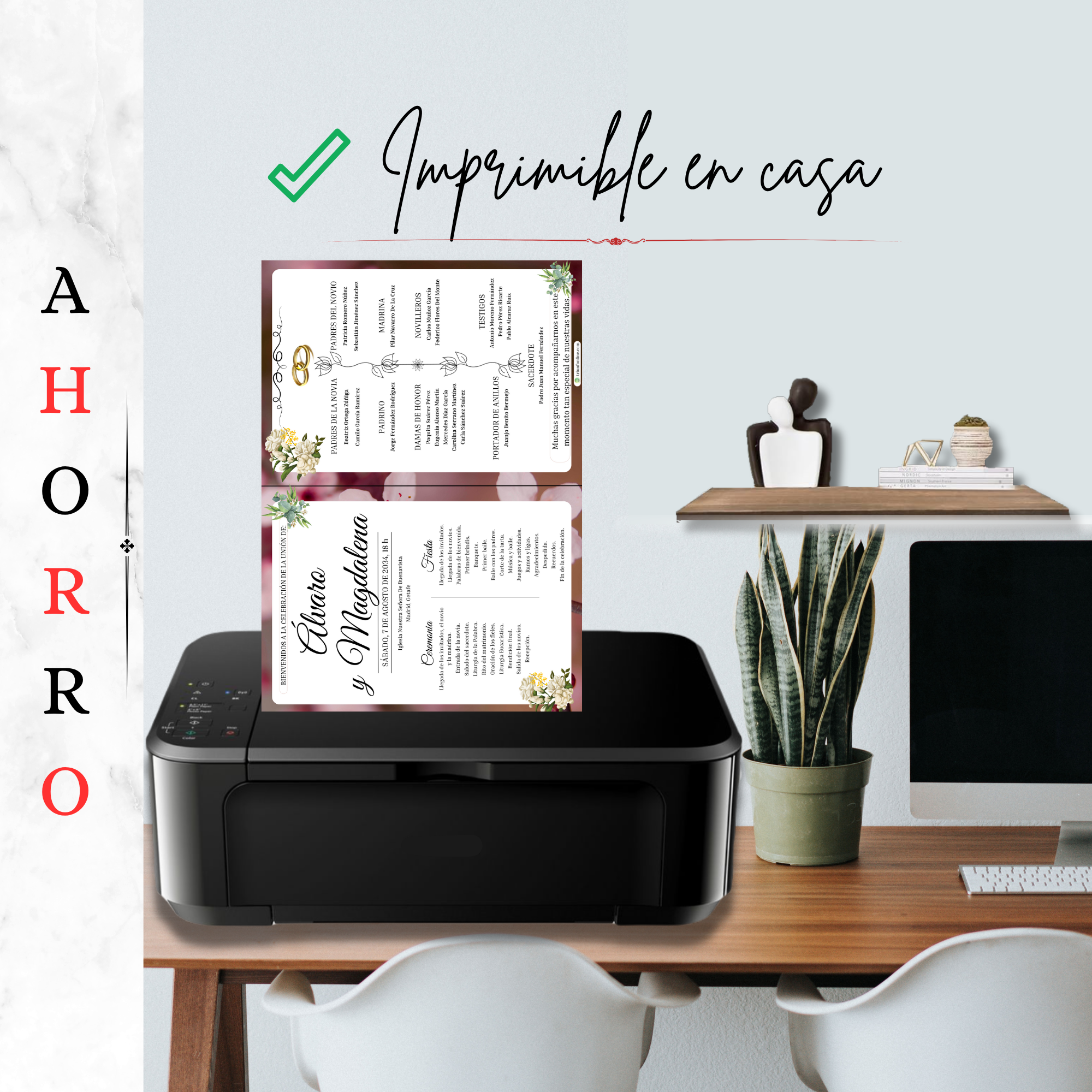 Imprimible en casa — programa completo de boda