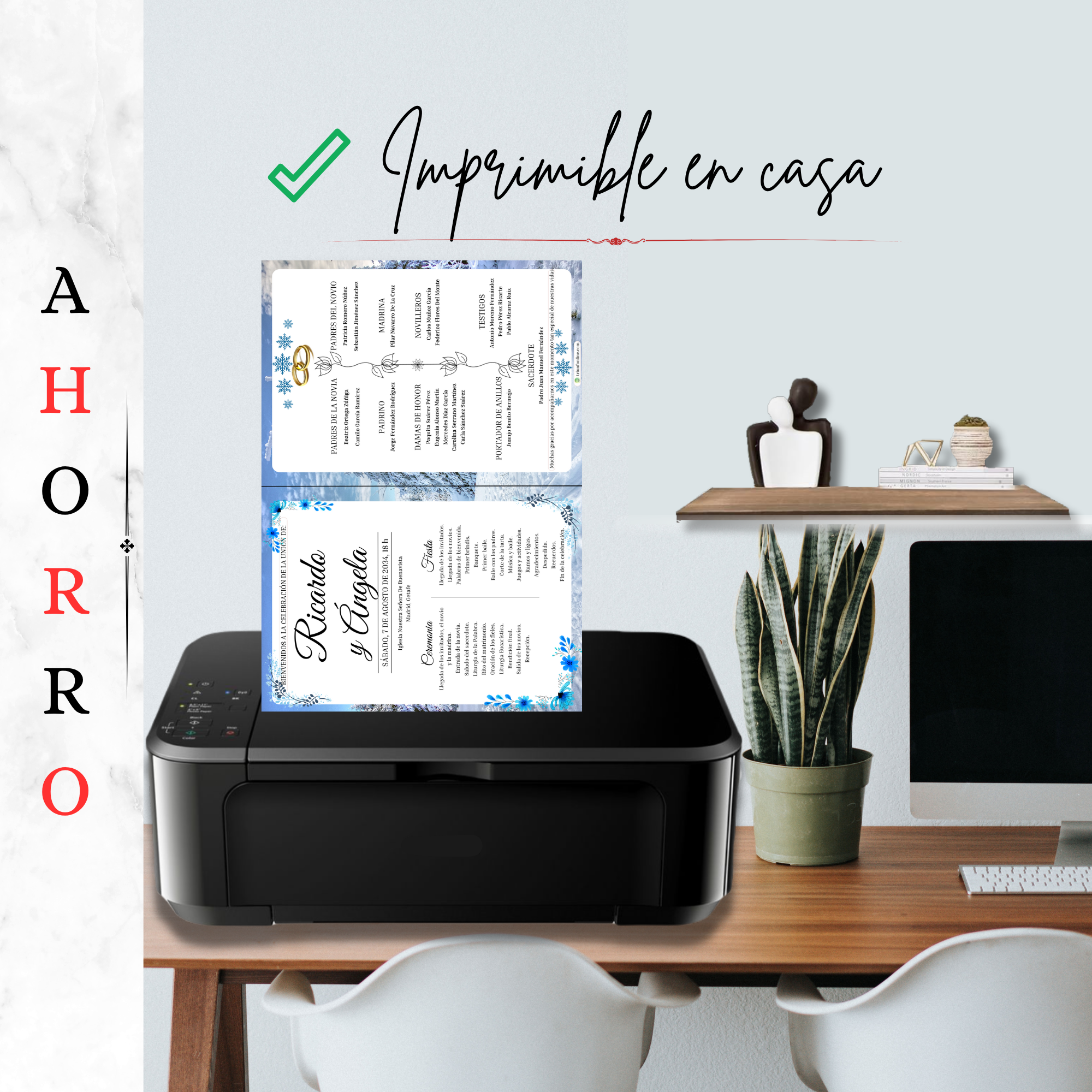 Imprimible en casa — programa completo de boda