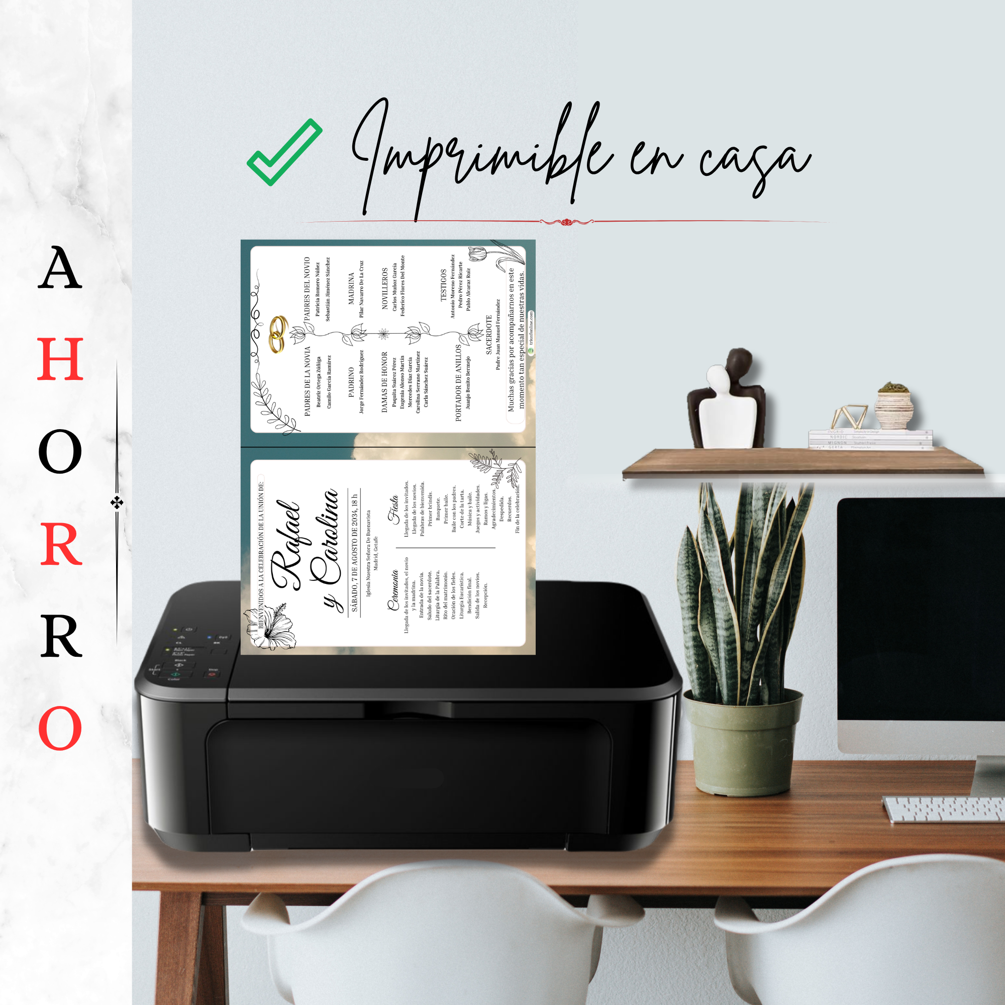 Programa imprimible en casa opción 3, listo para imprimir fácilmente.