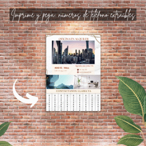 Cartel A4 colocado en la pared, demostrando flexibilidad de ubicación y colocación.