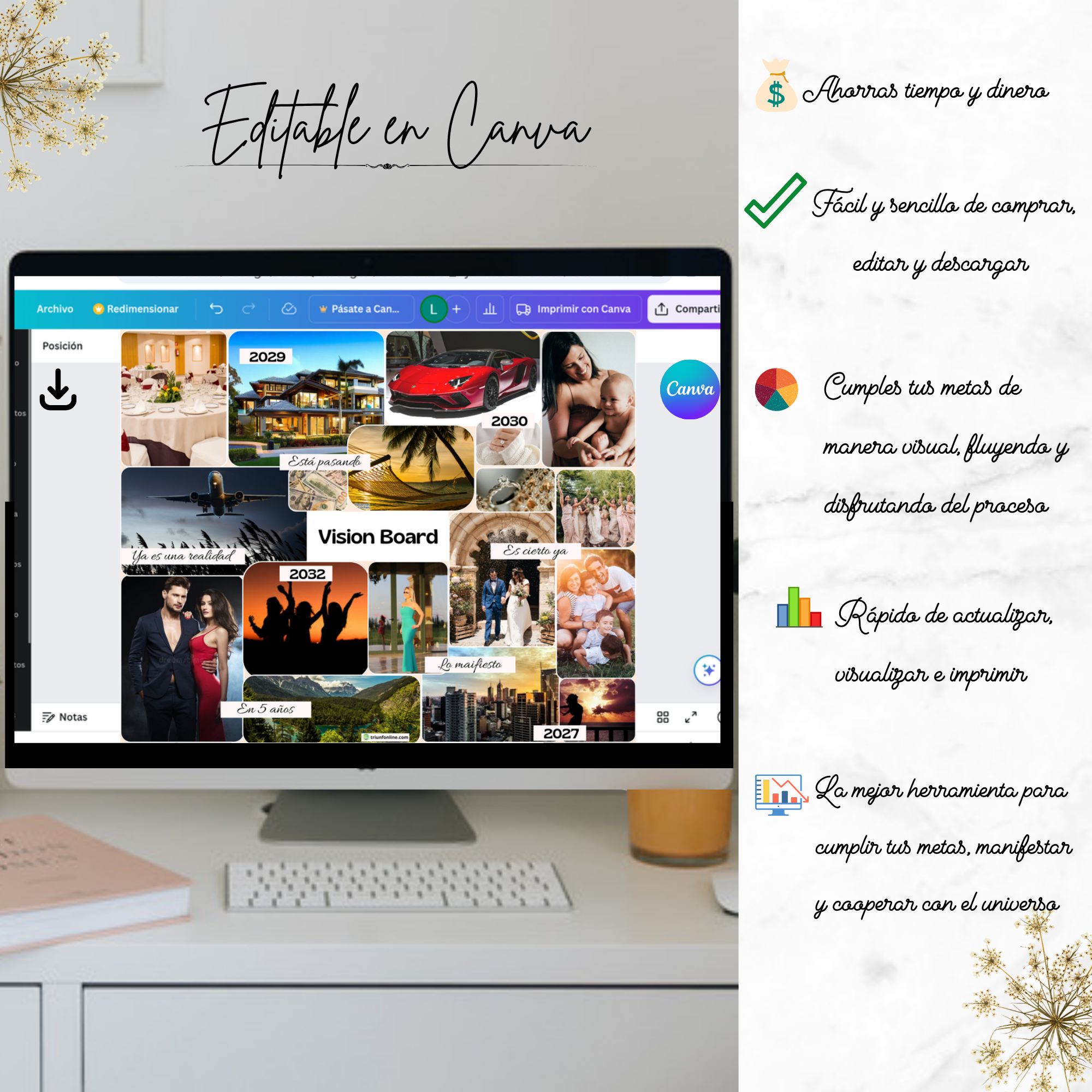 VisionBoard editable en Canva.
