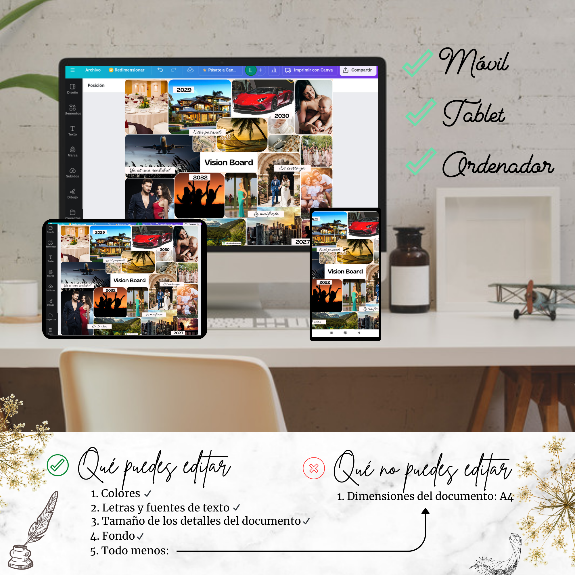 VisionBoard editable en múltiples dispositivos.