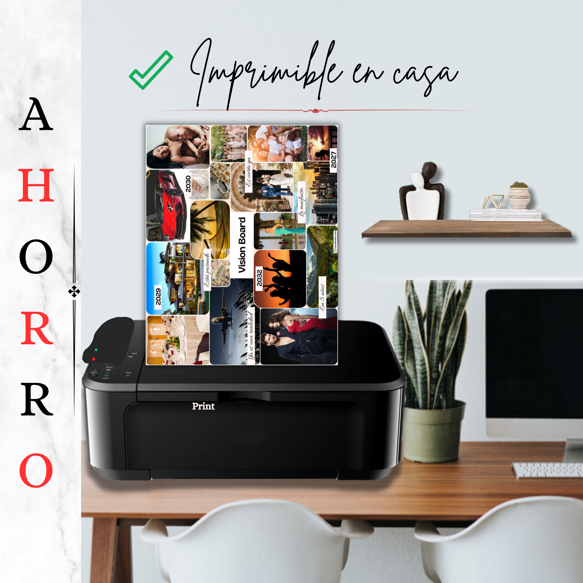 VisionBoard digital imprimible en casa.