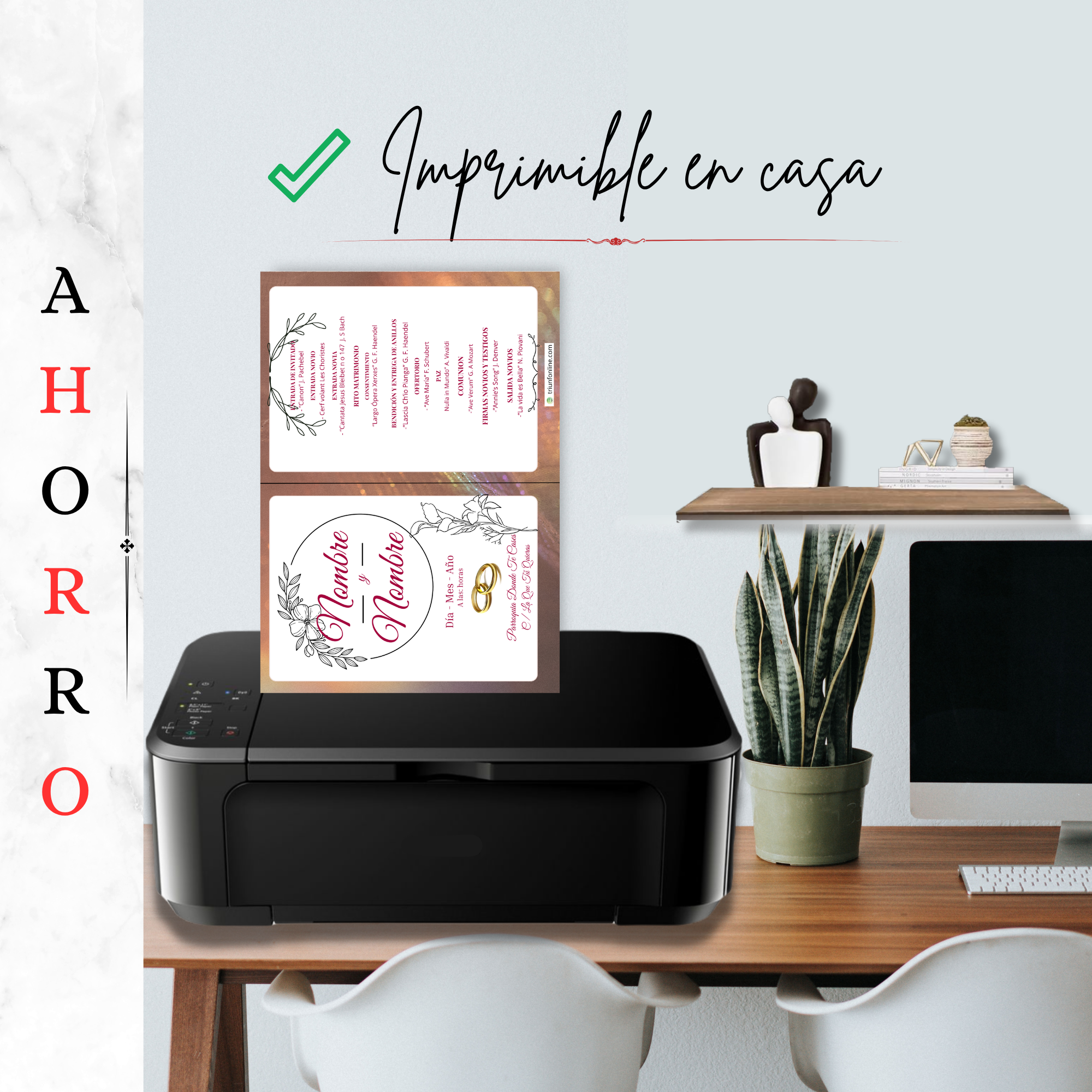 Parte de atrás y parte delantera del programa musical.