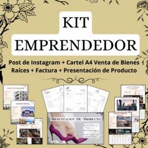 KIT EMPRENDEDOR: Post Ig + Cartel A4 Venta Bienes Raíces + Factura + Presentación de Producto