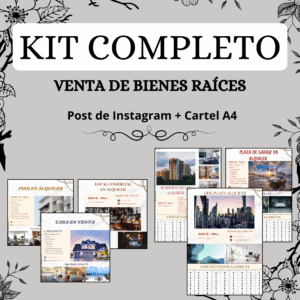 KIT COMPLETO: Venta Bienes Raíces: Post Ig + Cartel A4