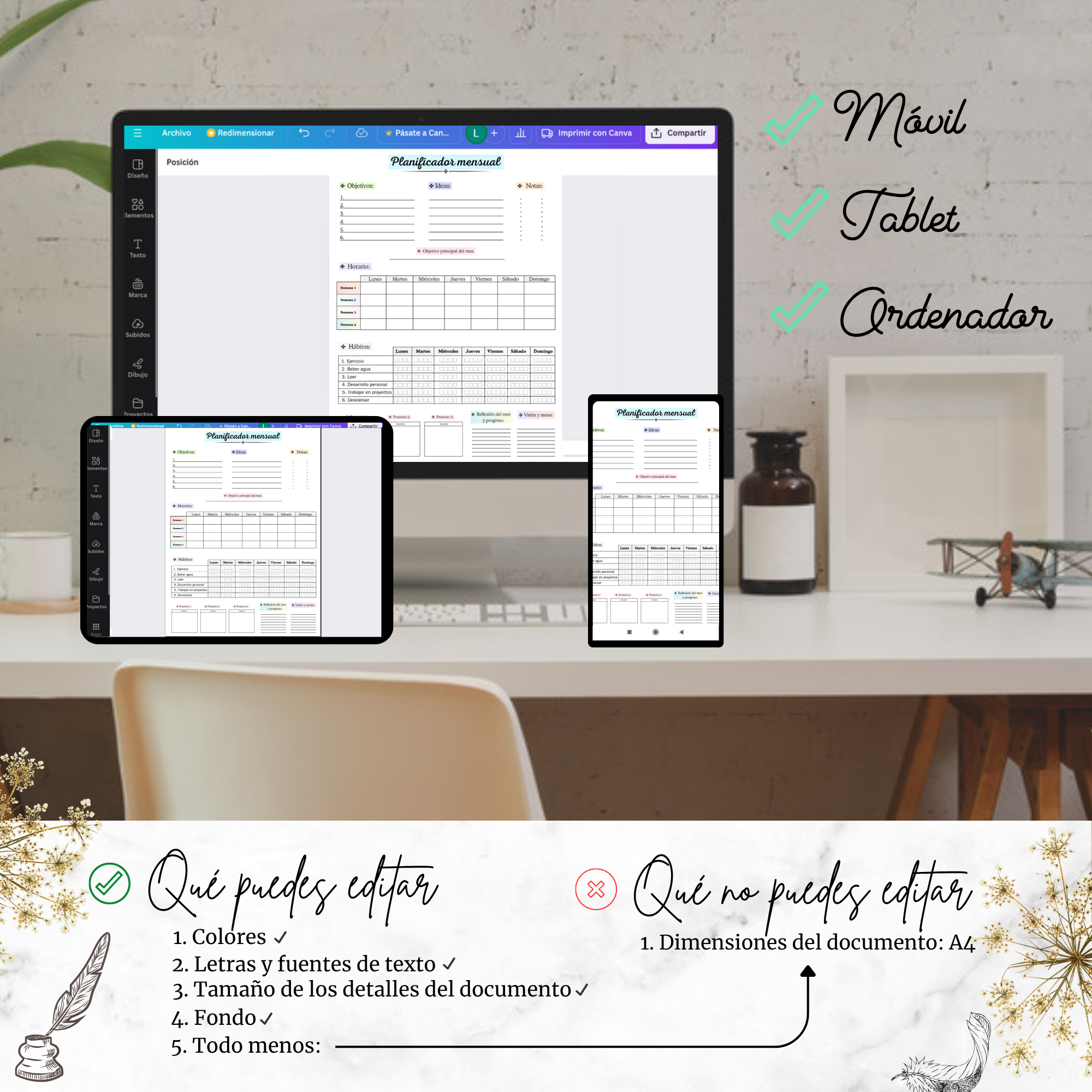 Planificador semanal de Triunfonline abierto en móvil, tablet y ordenador