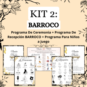 KIT 2: Programa De Ceremonia + De Recepción + Para Niños BARROCOS a Juego