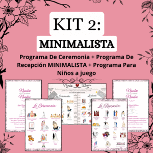 KIT 2: Programa De Ceremonia + De Recepción + Para Niños MINIMALISTAS a Juego