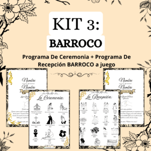 KIT 3: Programa De Ceremonia + De Recepción BARROCOS a Juego