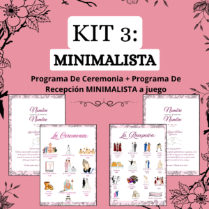 KIT 3: Programa De Ceremonia + De Recepción MINIMALISTAS a Juego