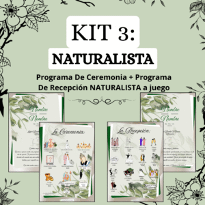 KIT 3: Programa De Ceremonia + De Recepción NATURALISTAS a Juego