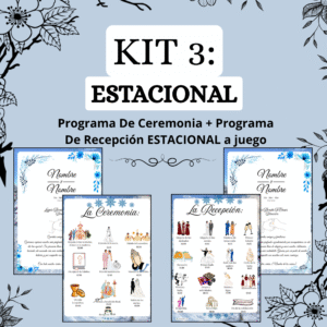 KIT 3: Programa De Ceremonia + De Recepción ESTACIONALES a Juego