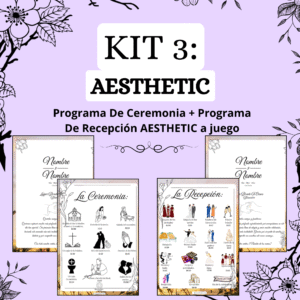 KIT 3: Programa De Ceremonia + De Recepción AESTHETICS a Juego