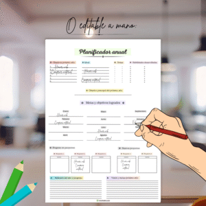 Mano modificando el planificador anual de Triunfonline