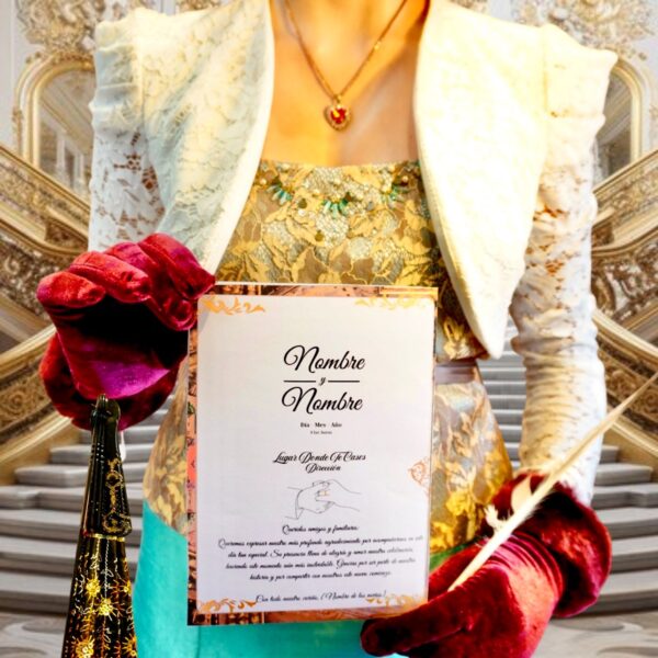 mujer sosteniendo el programa de boda opcion tres