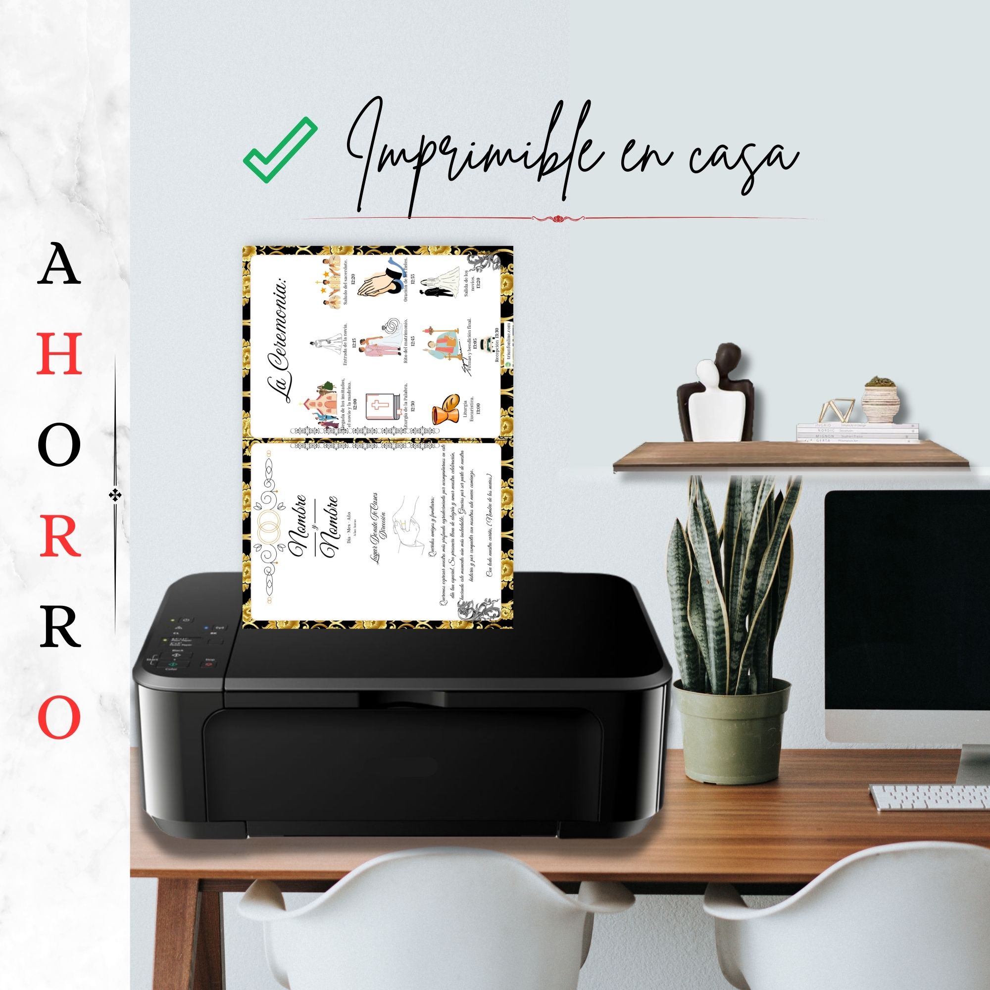 Programa de ceremonia barroco listo para imprimir en casa