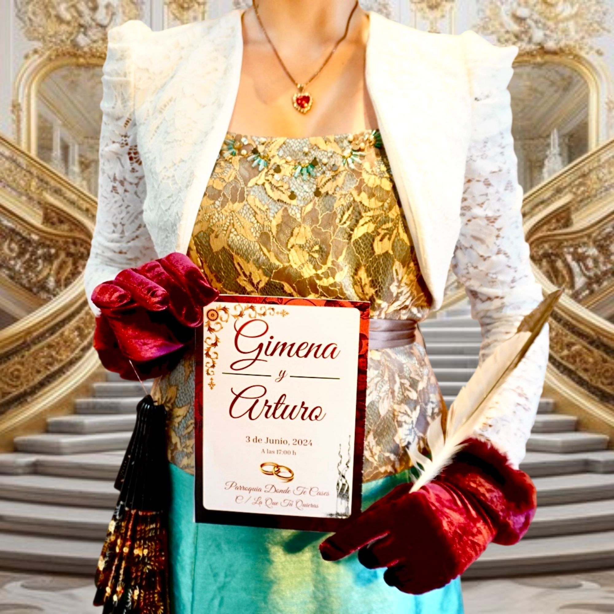 Mujer sosteniendo programa musical barroco opción 2