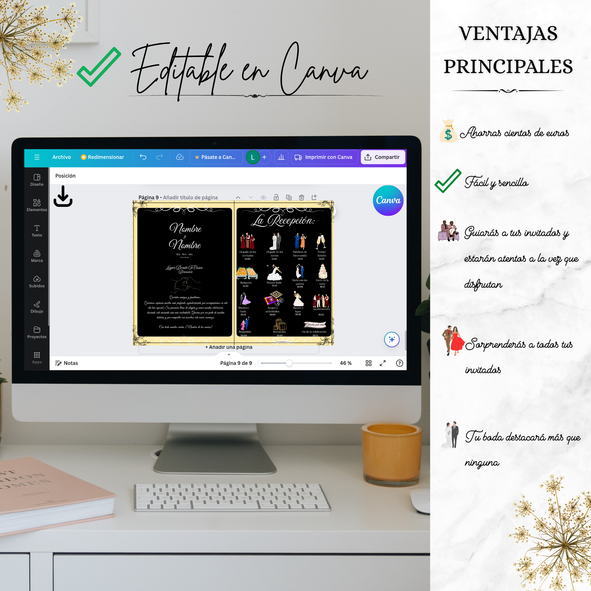 Recepción vintage — archivo editable en Canva