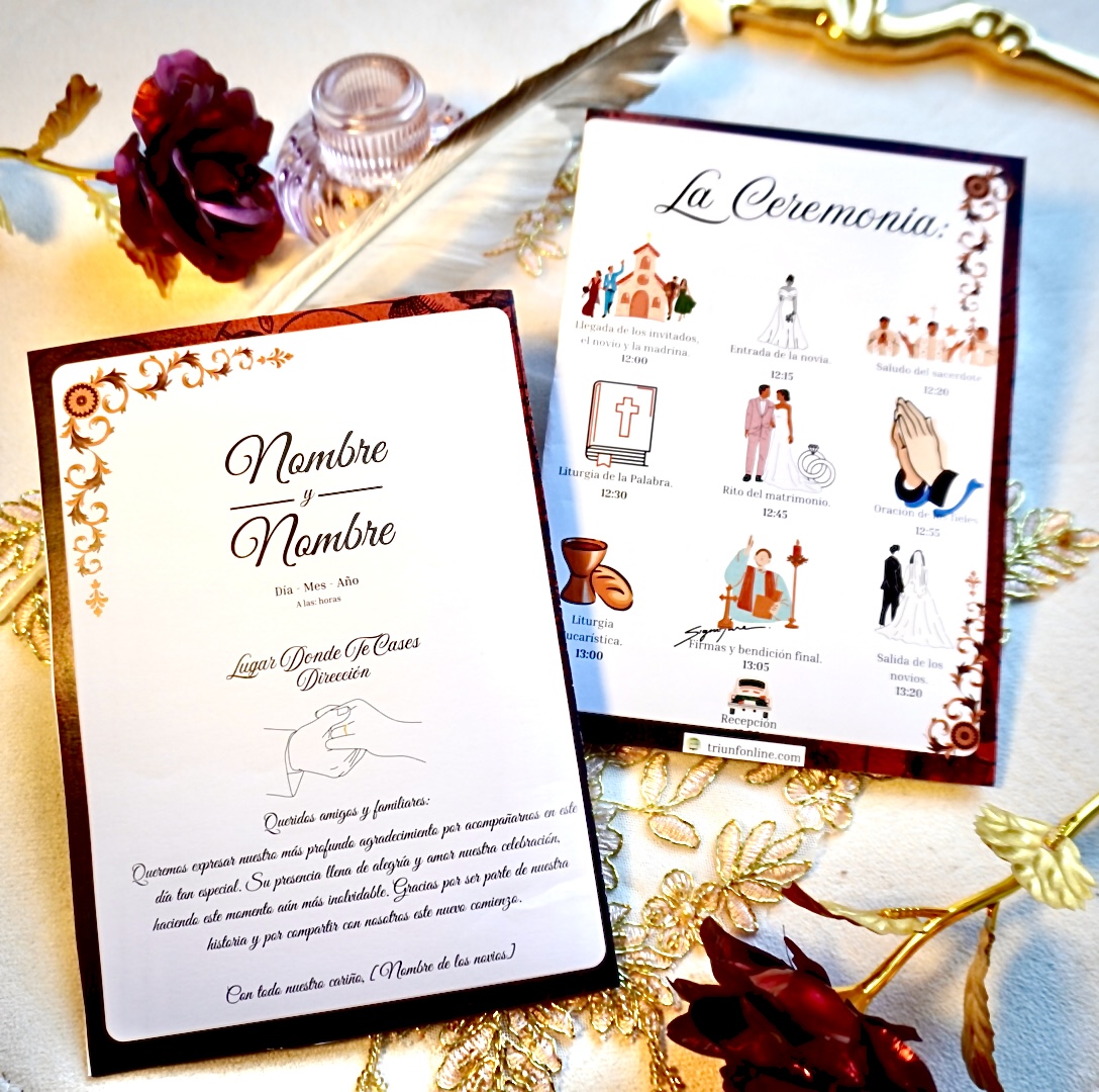 Portada y contraportada del programa de ceremonia barroco a color