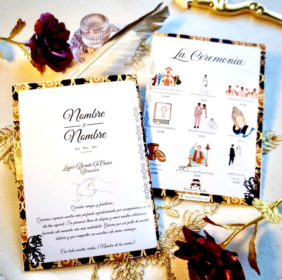 Portada y contraportada del programa de ceremonia barroco a color