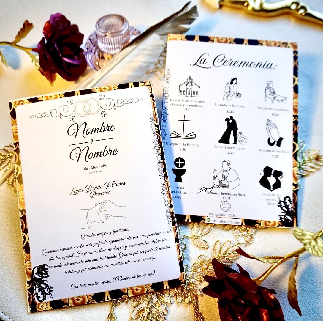 Portada en blanco y negro del programa de ceremonia barroco – Triunfonline