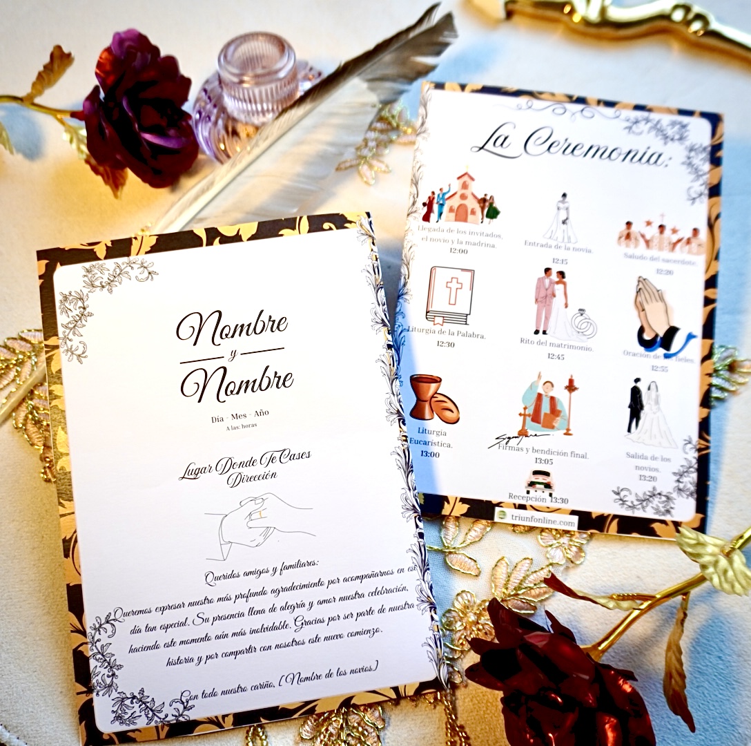 Portada y contraportada del programa de ceremonia barroco a color