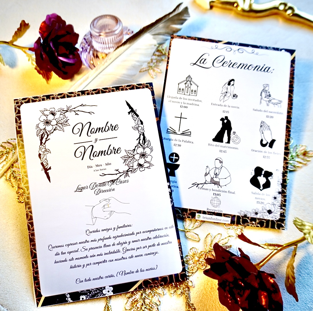 Portada en blanco y negro del programa de ceremonia barroco – Triunfonline