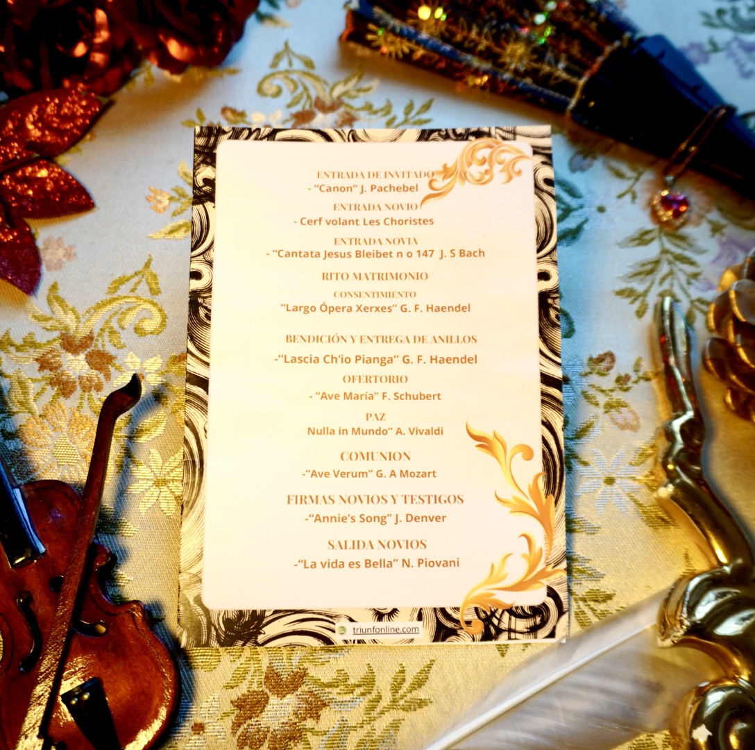 Contraportada del programa musical barroco para bodas elegantes
