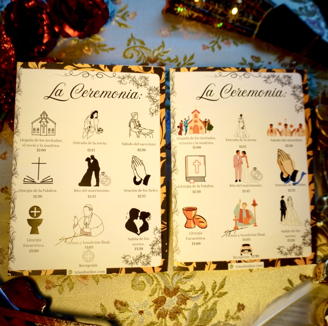 Parte trasera completa del programa de ceremonia barroco premium – Triunfonline