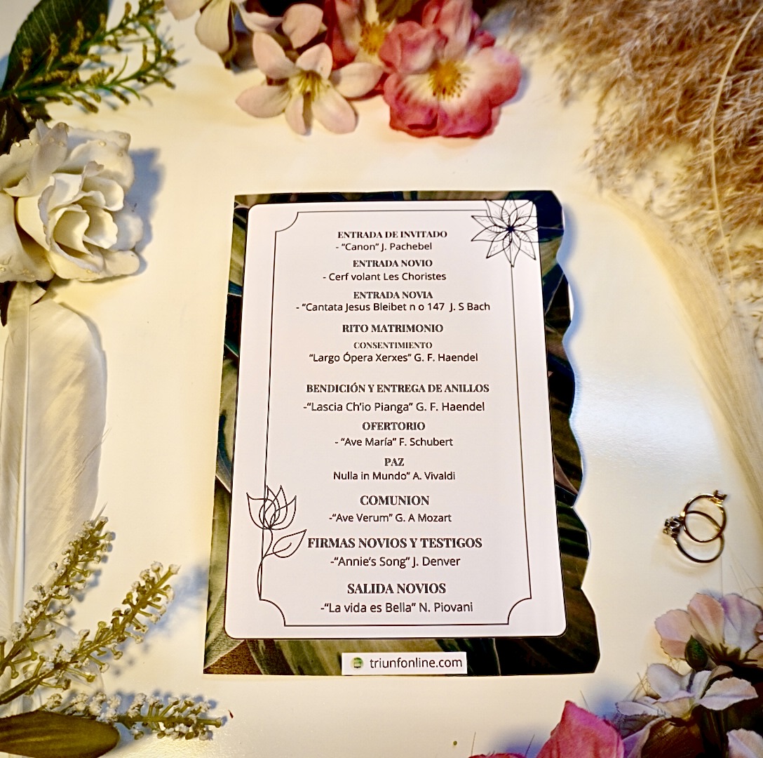 Parte de atrás del programa musical de ceremonia.