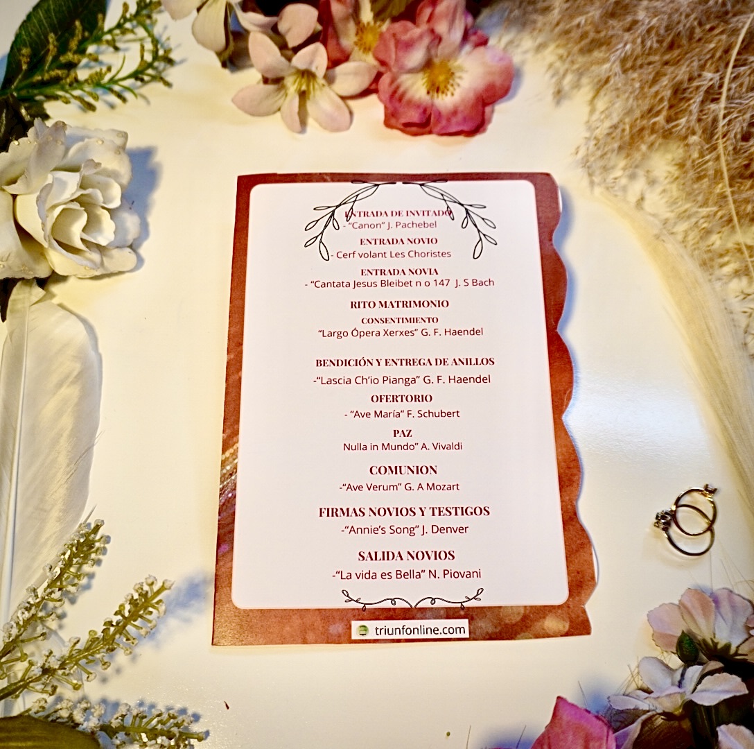 Parte de atrás y parte delantera del programa musical.