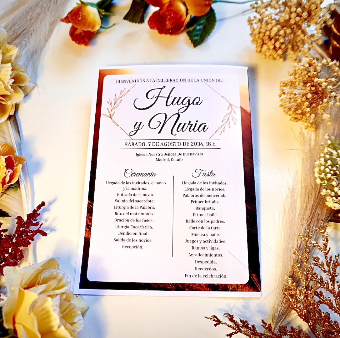 Parte de adelante — programa completo de boda