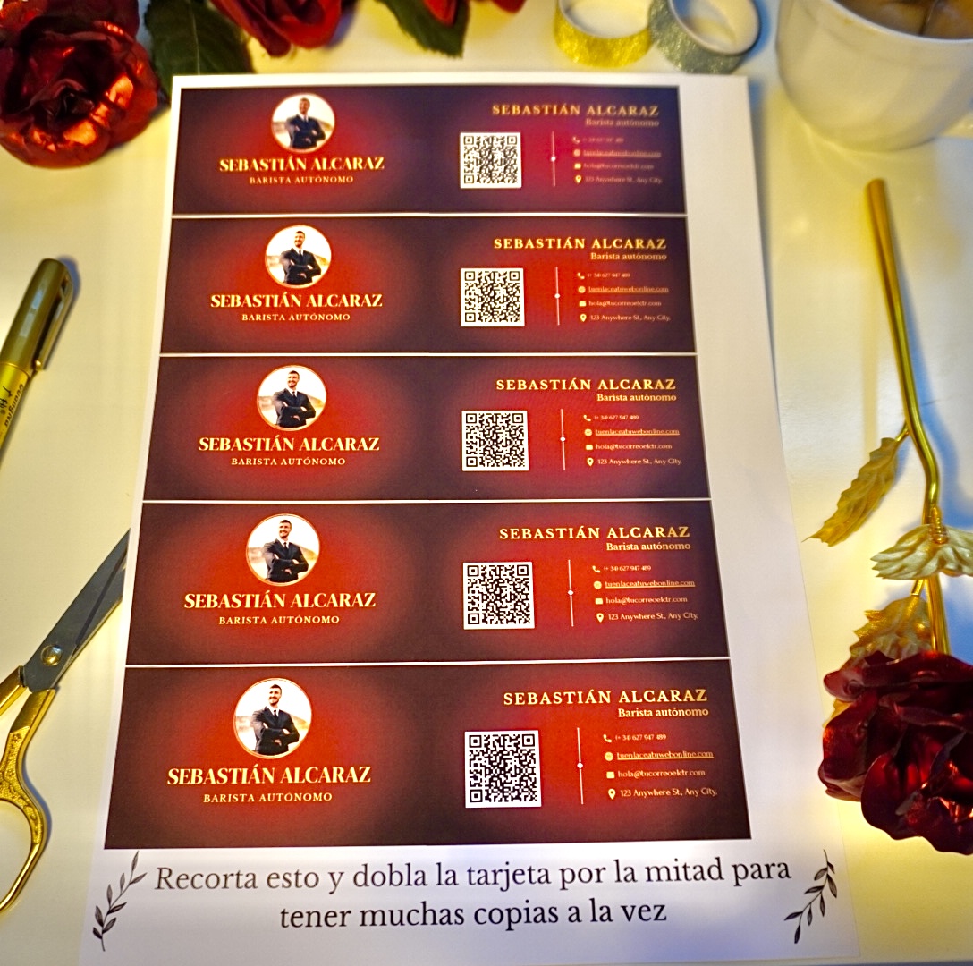 Tarjeta de visita opción 4 imprimible múltiples copias.