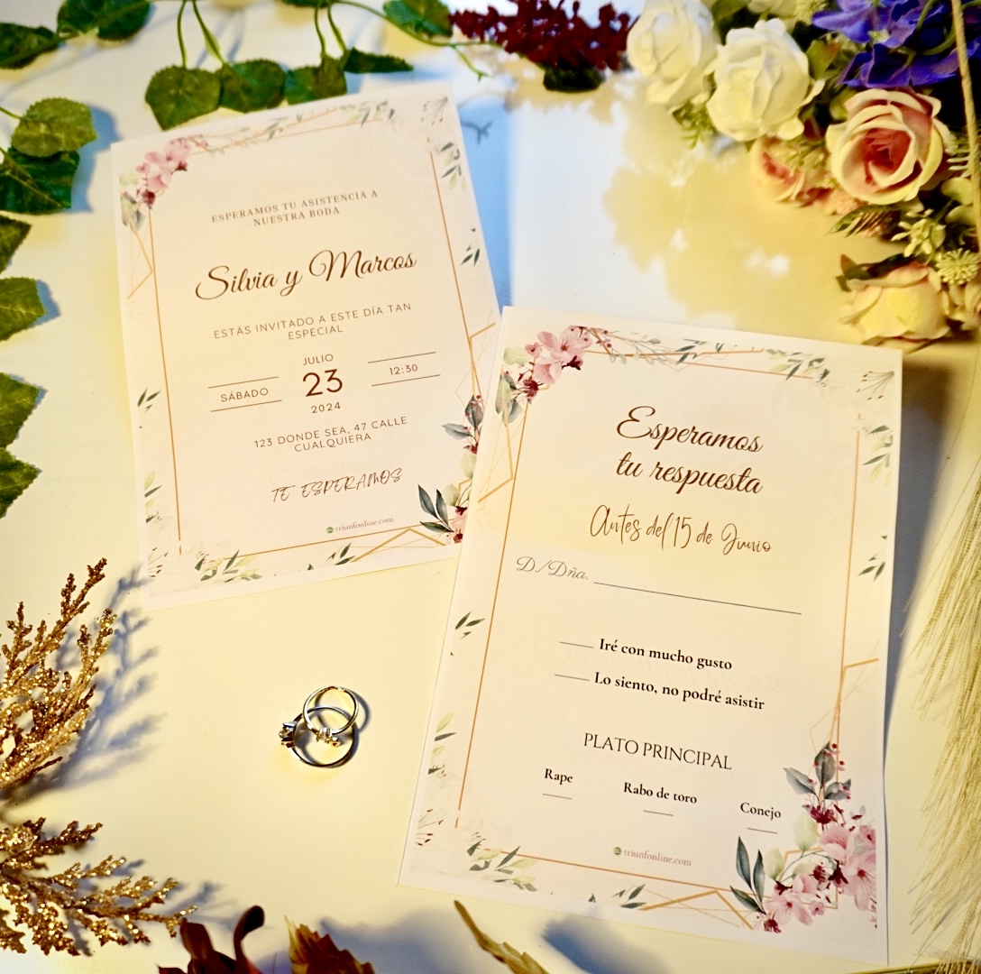 Invitación de boda vertical — diseño doble