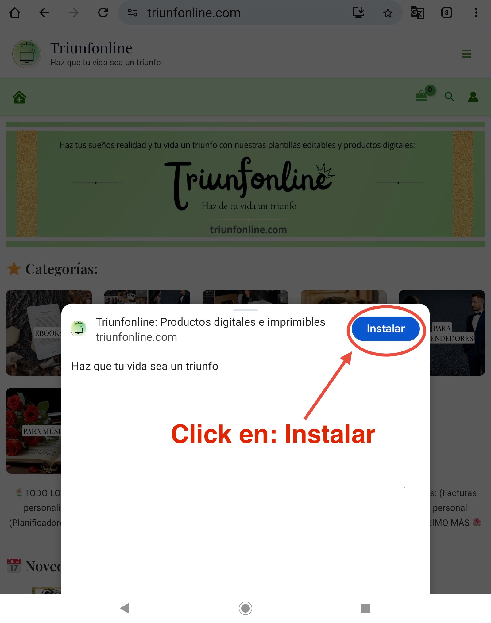 paso 3 instrucciones app triunfonline aplicacion